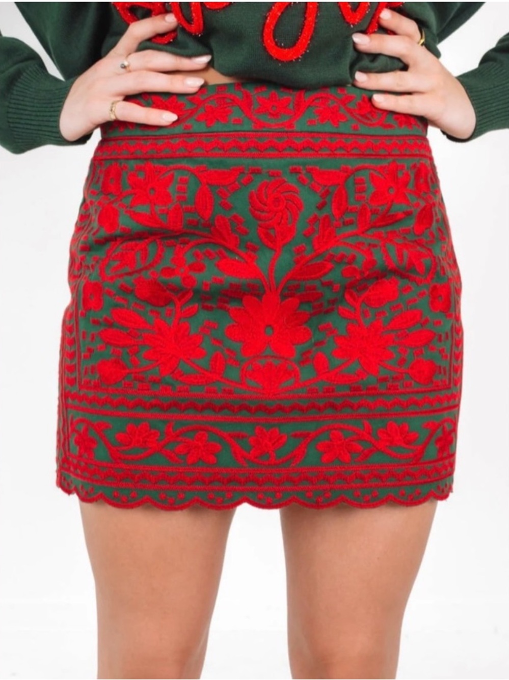 J. Marie Lulu Skirt NWT | J. Marie Embroidered Floral Mini Skirt Sz Medium - - Picture 10 of 11
